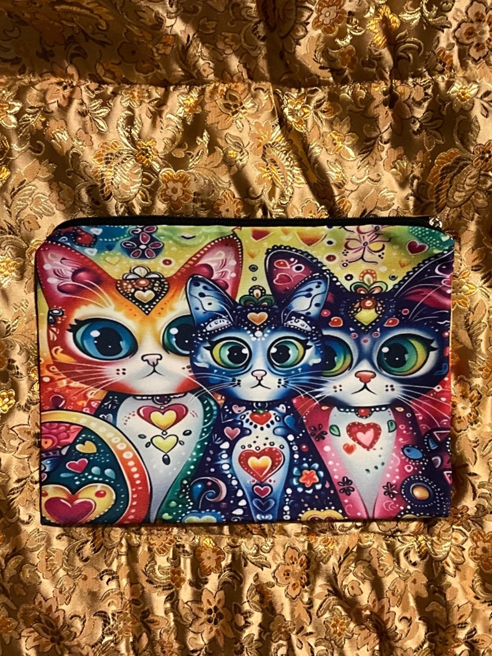 Cute Cat Makeup Bag Pink Zipper Cosmetic Pouch